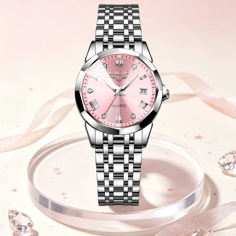 LIGE 2026 Creative Watch Women's Watches Fashion Waterproof Date Women's Quartz Wristwatch Luxury Bracelet Women's wristwatch