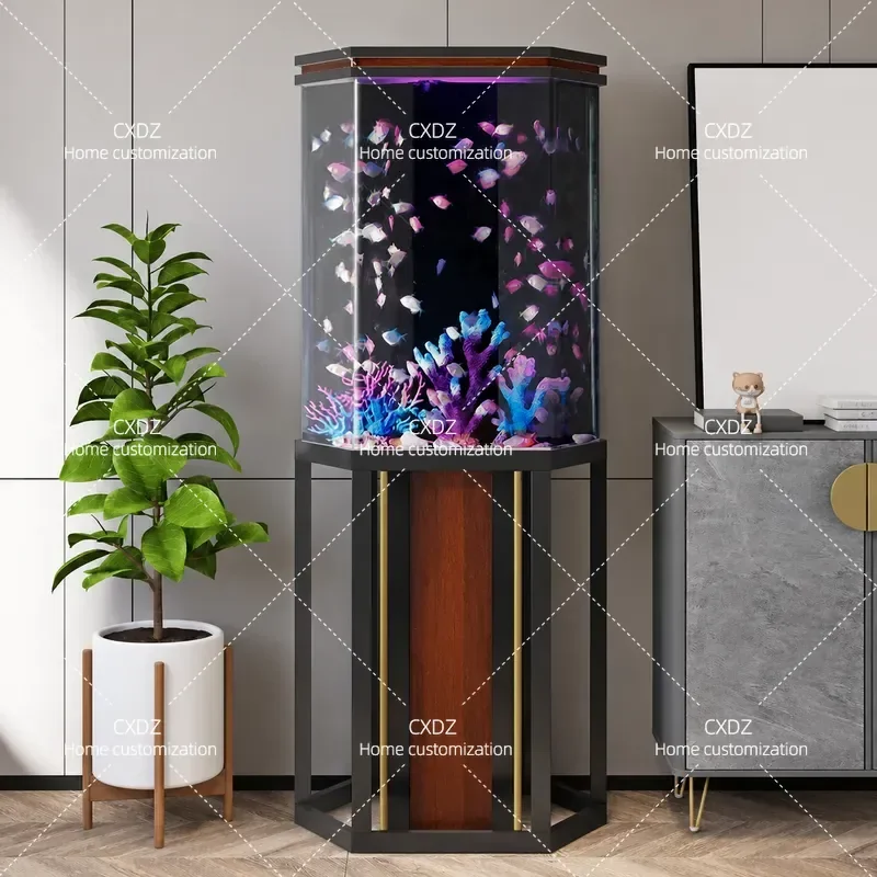 Hailia's new creative fish tank ecological floor living room fish tank small goldfish tank round aquarium