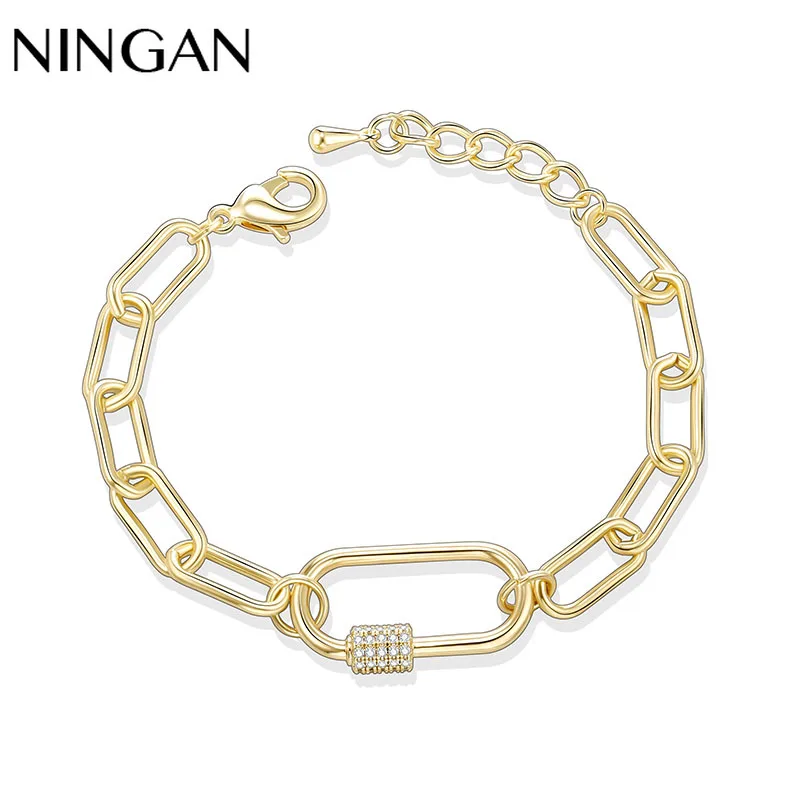 

NINGAN Simple Ladies Chain Bracelet Gold&silver Women Charms Diy Bracelet Jewelry Trend Jewelry Gifts New