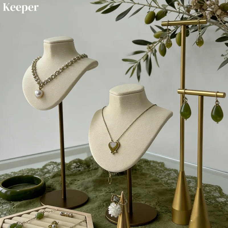 

Bamboo Wooden Large Capacity Jewelry Display Rack, 6x6 Inches Necklace & Bracelet Holder, Showcase Organizer for Store Counter