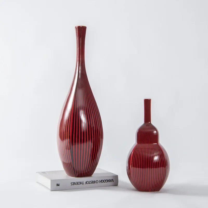 Red gourd vase, new Chinese modern minimalist home decor, living room art, soft decoration and ornaments