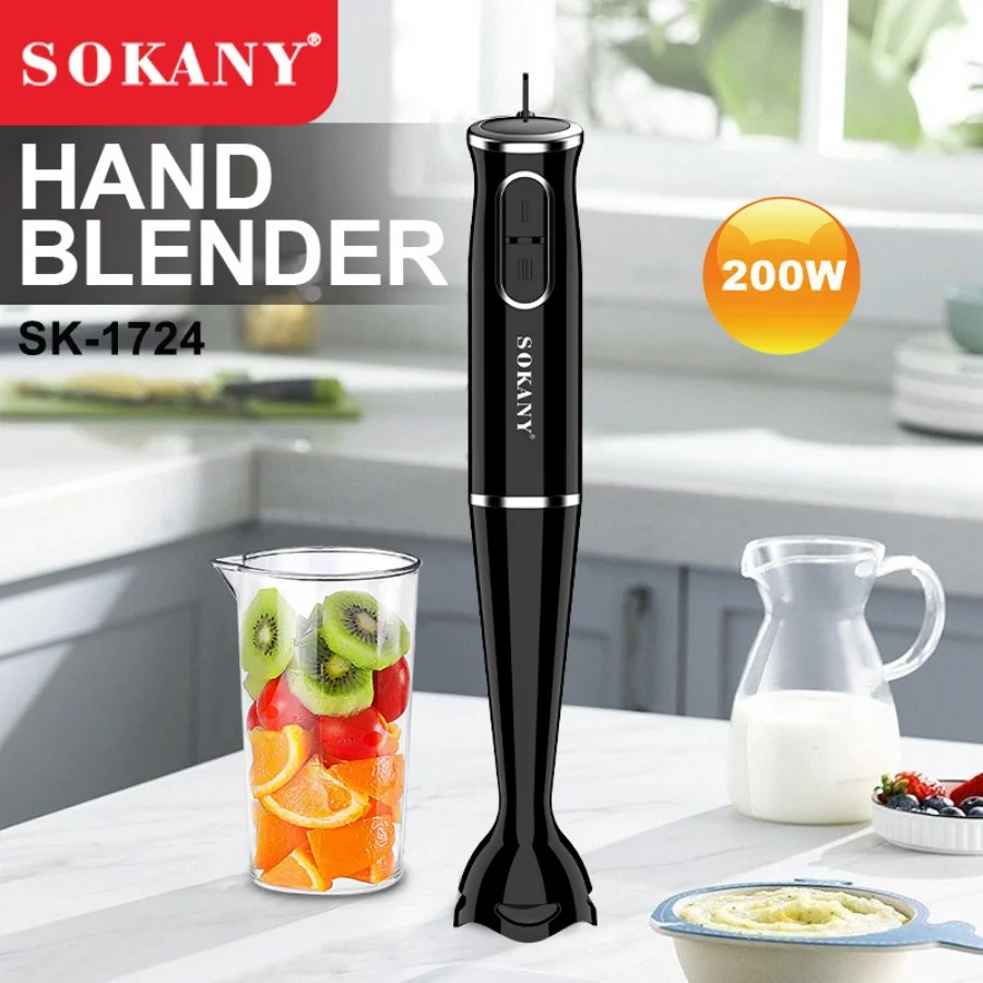 SOKANY SK-1724 Hand Blender 2 Speed Stick Mixer Stainless Steel Blade for Smoothies Baby Food Purees Juices Home Kitchen