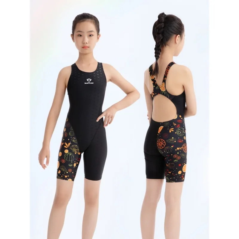 

Competition Swimwear for Girls 4-18 Years Quick-Dry Sharkskin Training Legsuit for Racing