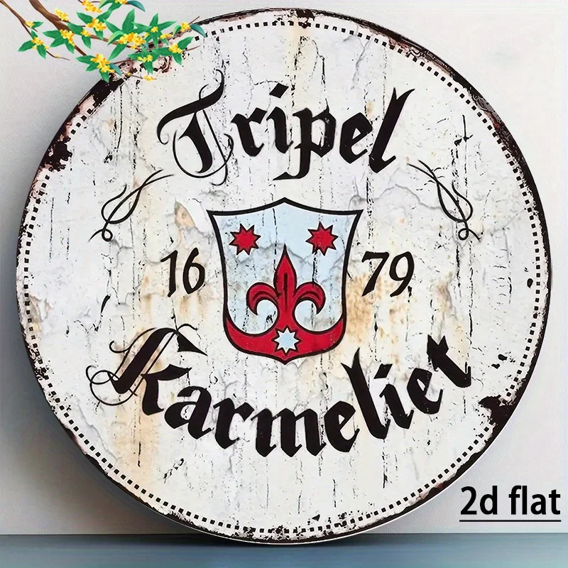 Retro Tripel Karmeliet Beer Logo-Round Wall Decor, Classic Pub Style, Featuring The Iris Logo,Perfect for Men'S Private Spaces