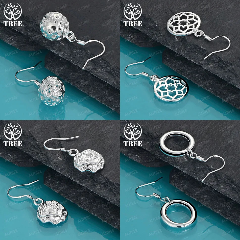 

Fashion 925 Sterling Silver Flower Round Hollow Ball Drop Earrings Girls Popular Gift Birthday Party Jewelry Accessories