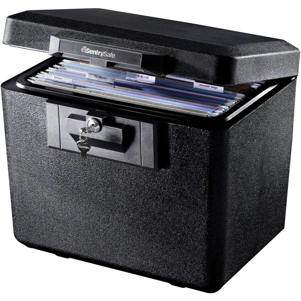 SentrySafe Black Fireproof Document Box with Key Lock, Safe Secures Files and Documents for Home or Office, 0.61 Cubic Feet, 13.