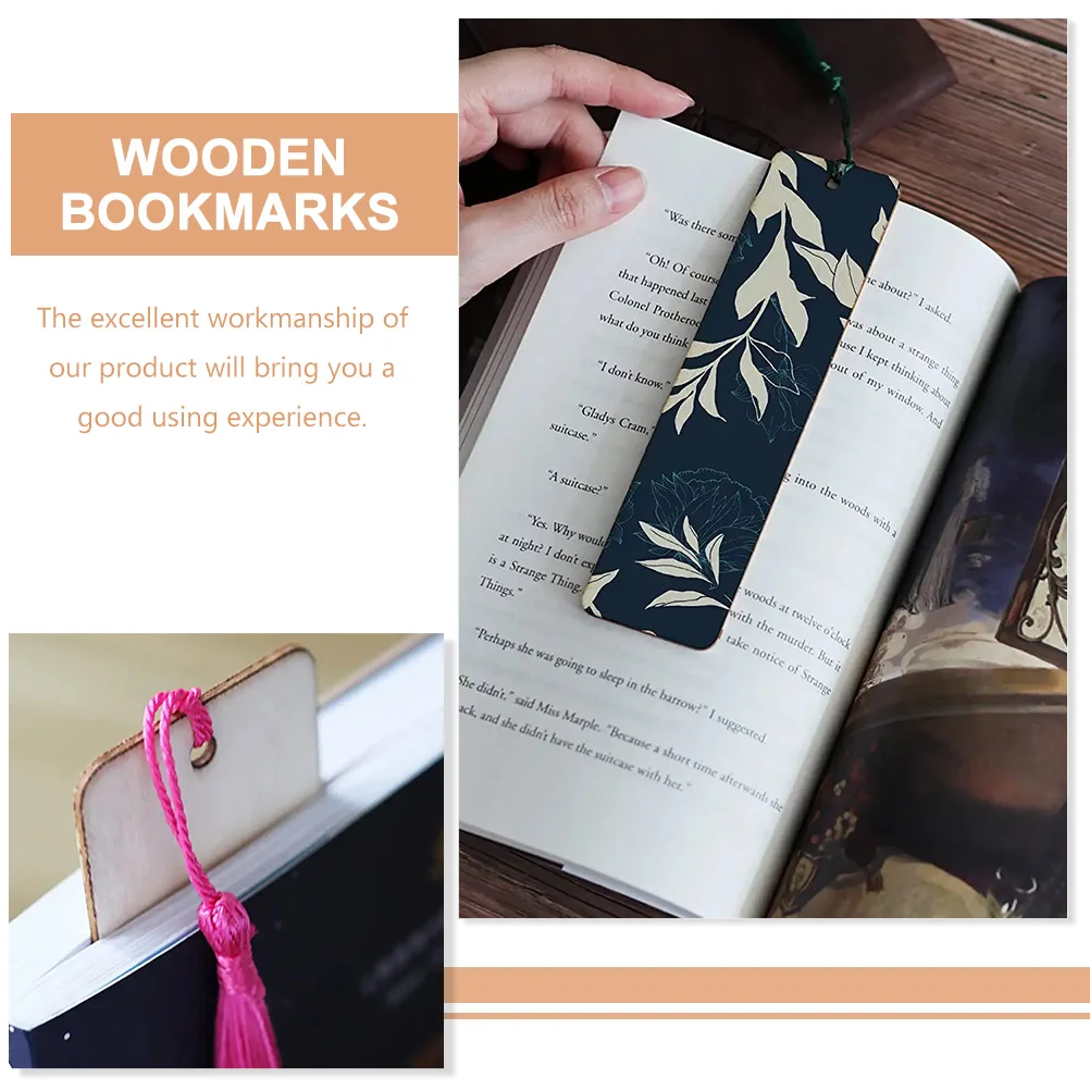 

1 Set Diy Bookmarks Wooden Blank Tassel Unfinished Creative Tags For Students School Office Decorative Page Marker Gift Graffiti