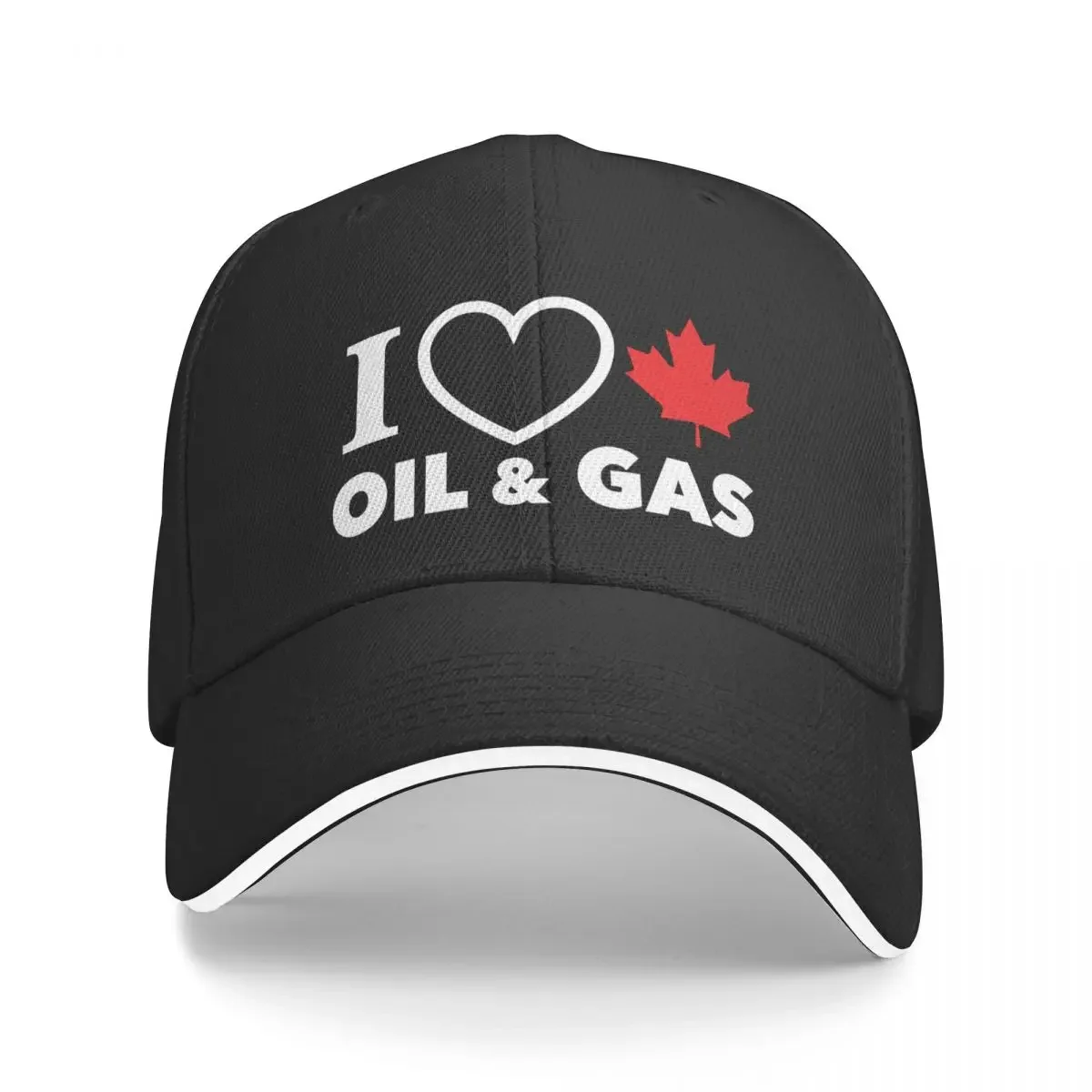 

I Love Canadian Oil and Gas Red Heart and Maple Leaf Alberta Pipelines black background HD HIGH QUALITY ONLINE STOR Baseball Cap