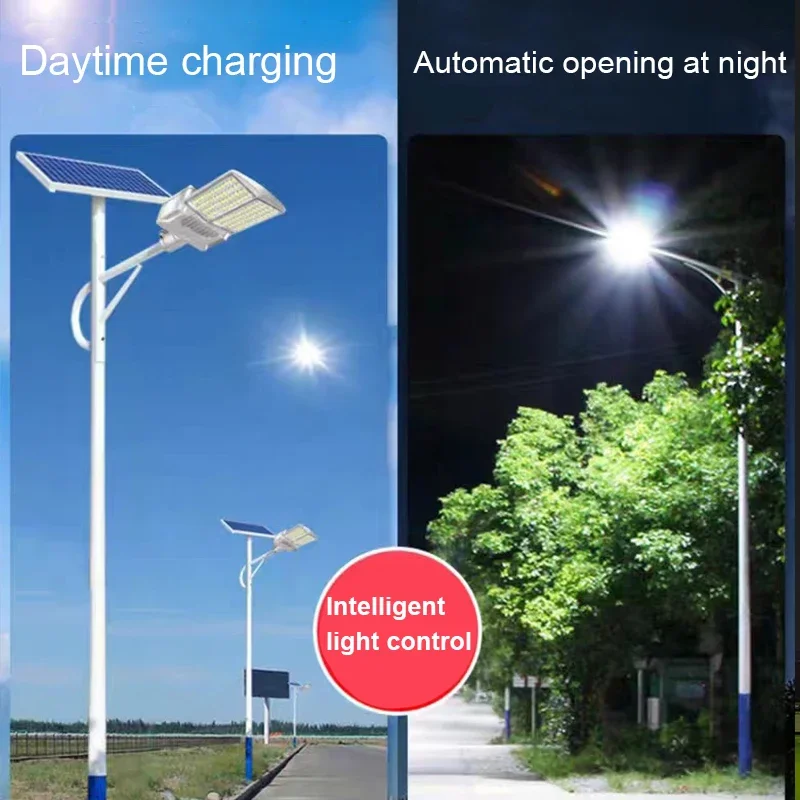 Outdoor alumínio Solar Street Light, controle remoto, impermeável, jardim, luz solar, novo, 600000LM