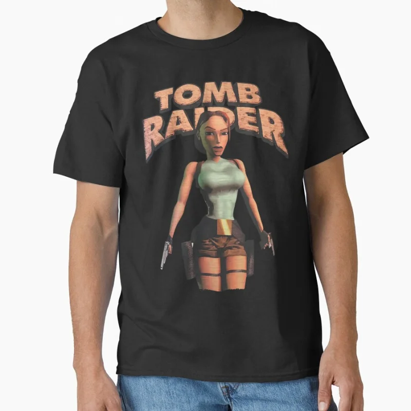 

Tomb Raider Lara Croft cartoon The Angel Of Darkness 80s Video game Gift t shirt for man Large size Tops printed men's Clothes