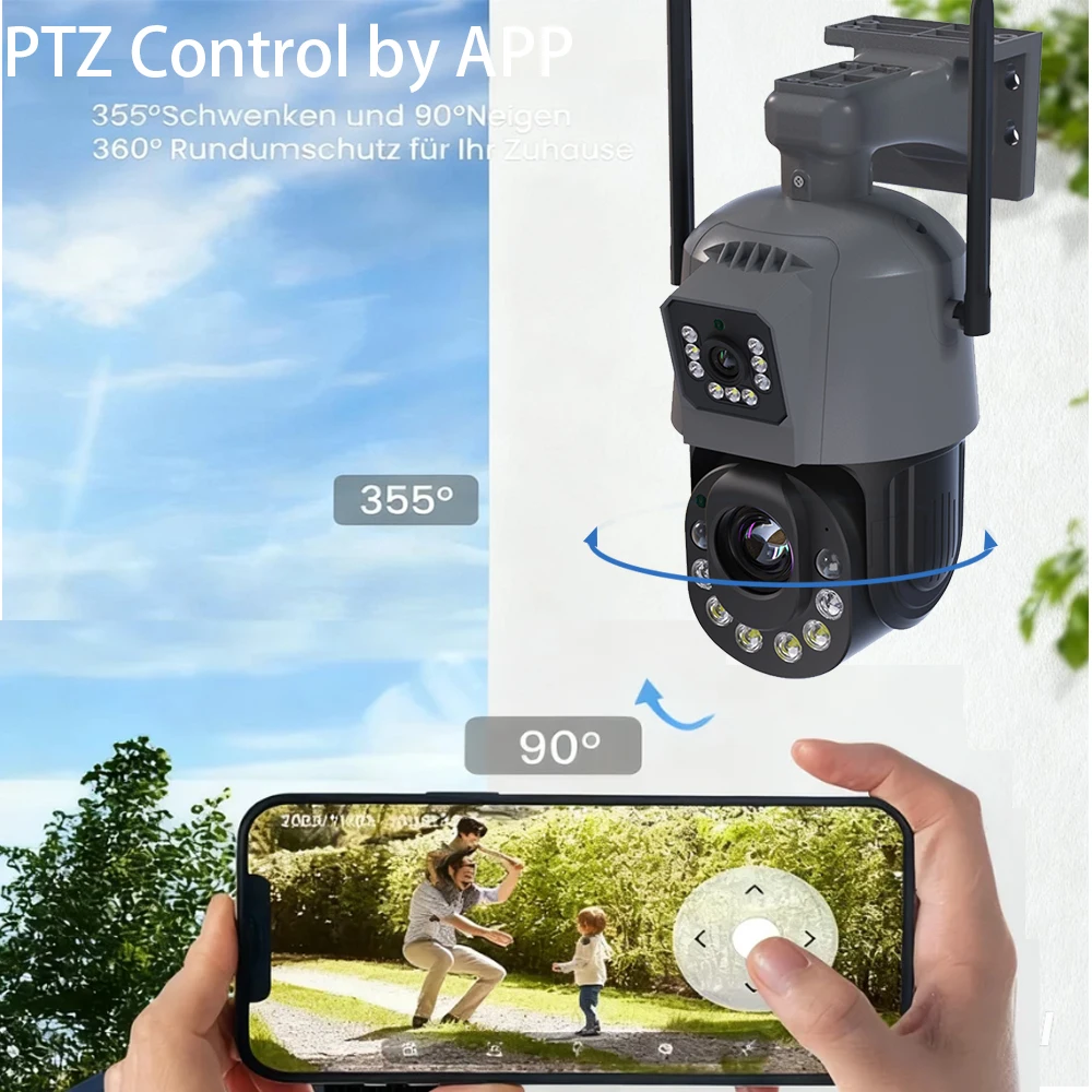 6MP 3K Dual Lens Wifi PTZ security Camera Outdoor 50X Optical Zoom Human Detection Color Night Vision Video surveillance Camera