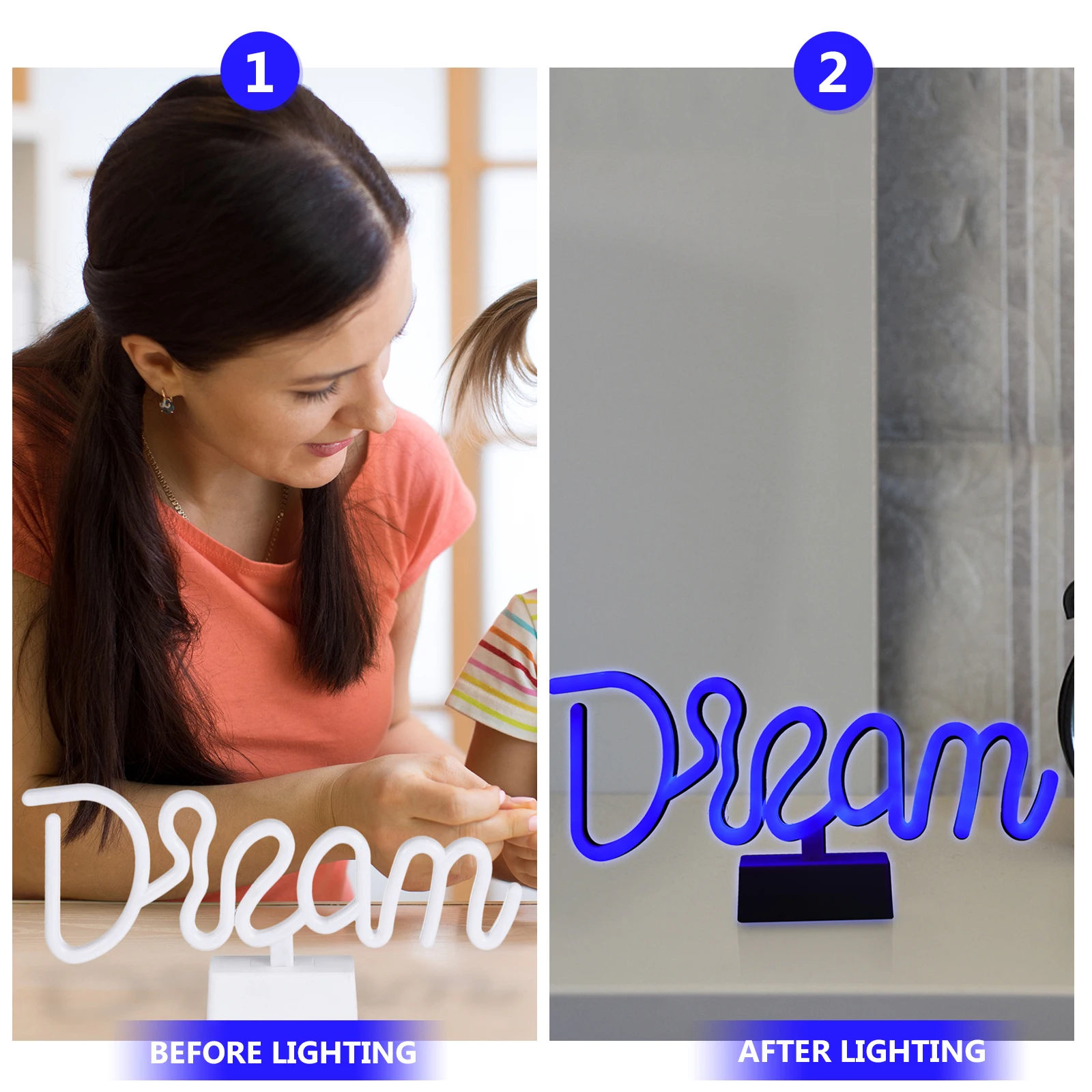 

1Pcs LED Letter Shape Lamp Dream Neon Light Night Light Desktop Decoration Letter Lights Sign Lamp Adornment