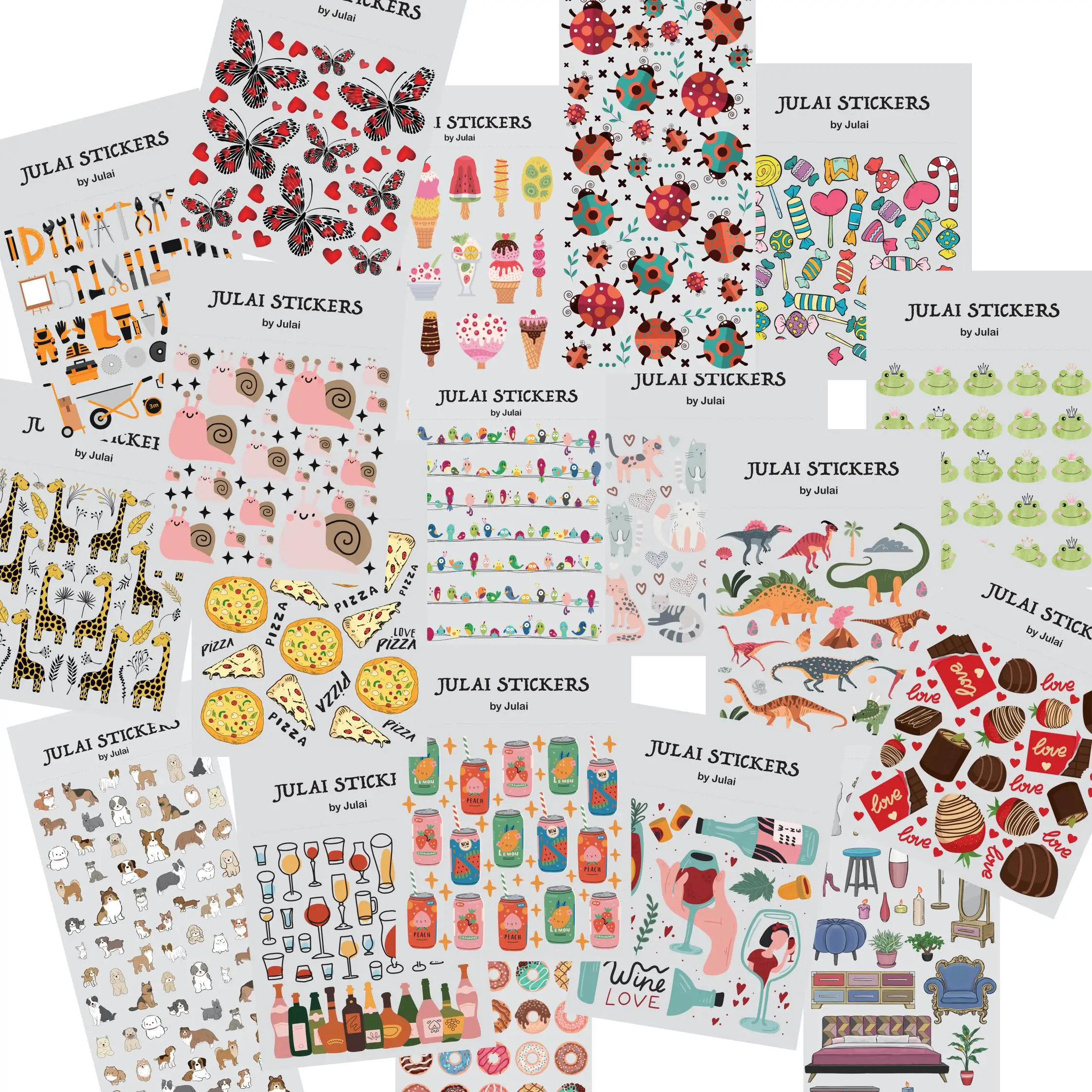 Fun Decorative Sticker Sheet Cat Ladybug Candy Ice Cream Diary Decoration Sticker Album Notebook Journal Scrapbook Stickers