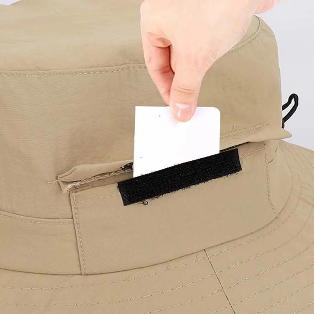 

Soft Drawstring Men's Fisherman Hat Breathable Nylon Sunshade Fishing Hat Wide-Brimmed Lightweight Sunscreen Basin Cap Summer