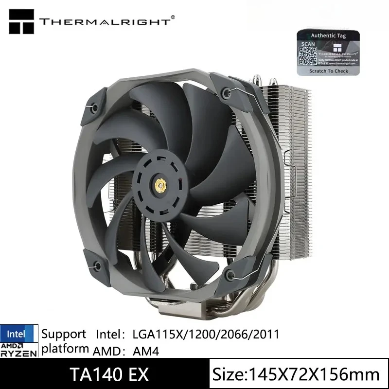 

Thermalright TR-TA140 EX Радиатор воздушного охлаждения 5 тепловых трубок с одной башней, поддержка вентилятора 14 см LGA115X/1200/2011/2066/AM4