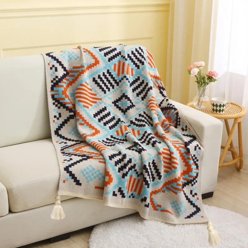 

Yarn Knitted Air Conditioning Blanket Office Nap Blanket Cover Leg Blanket Spring Summer Shawl Cape Blanket Sofa Cover