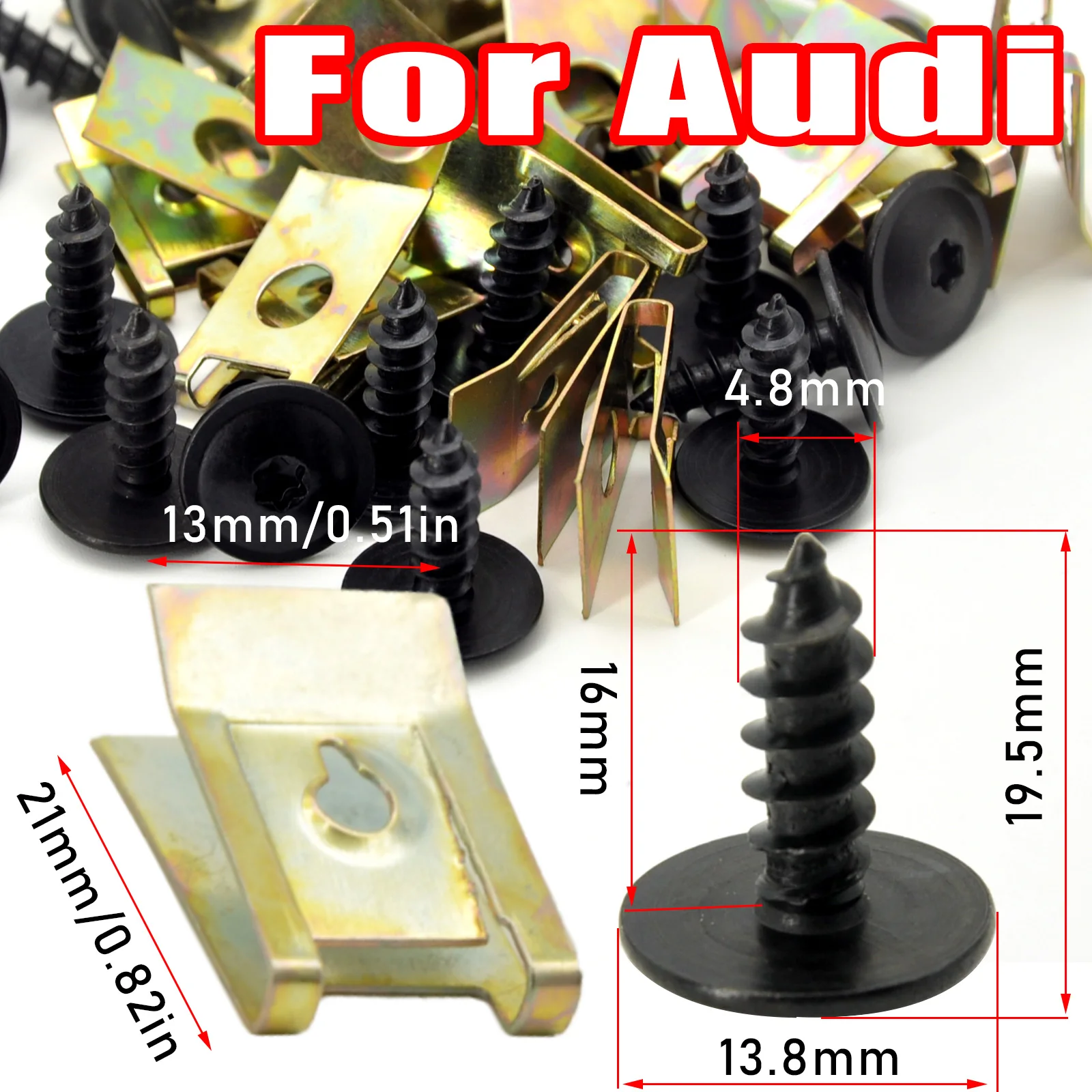 For VW Audi A1 A3 A4 A5 Q5 Q7 TT SEAT 4.8x16mm Engine Cover Undertray Splash Guards Wheel Arch Torx Screw Retainer Fastener Clip