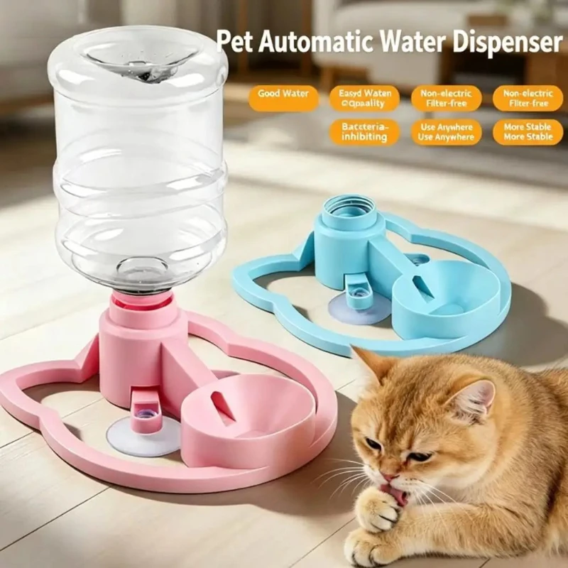 Fontaine à eau pour chat Gravity avec design de bol optimal, empêche les restes de poils, garde l'eau fraîche, garde le visage des chats au sec, eau automatique