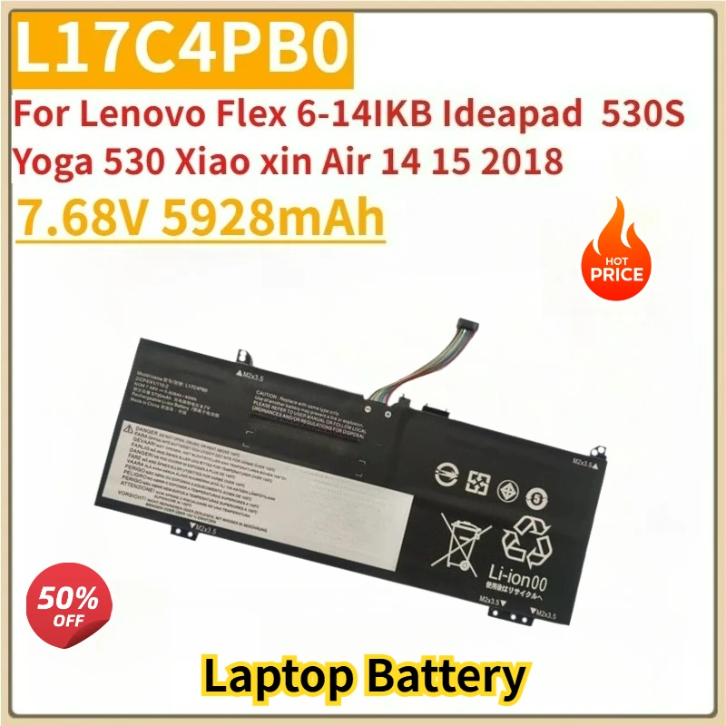 

Новый сменный аккумулятор для ноутбука 7,68 В 5928 мАч L17C4PB0 для Lenovo Flex 6-14IKB Ideapad 530S Yoga 530 Xiao Xin Air 14 15 2018