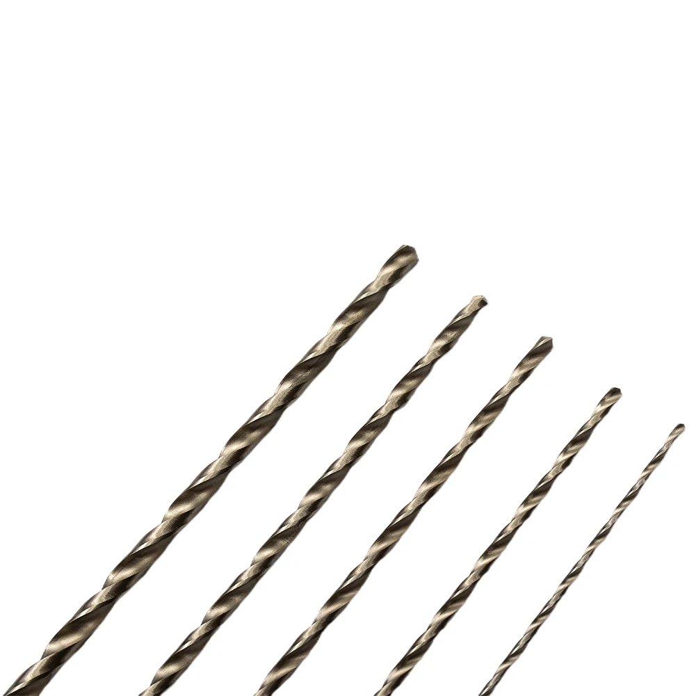 

HSS Double Fluted Drill Bits 5pcs Set of Extra Long Tools Suitable for Efficient Chip Removal during Metal Drilling