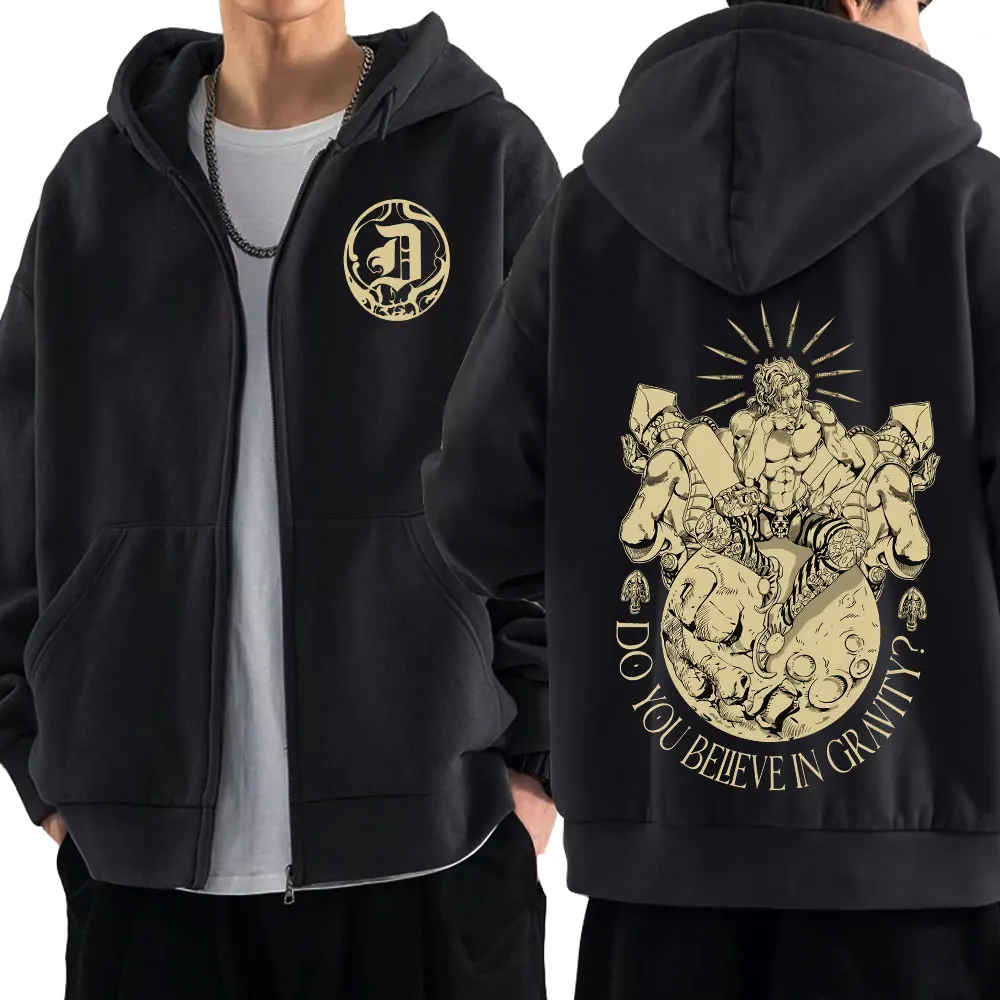 Anime Jojo Bizarre Adventure Zipper Hoodies Dio Brando Manga Zip Up Hooded Sweatshirts Men Women Fashion Casual Pullovers Coats