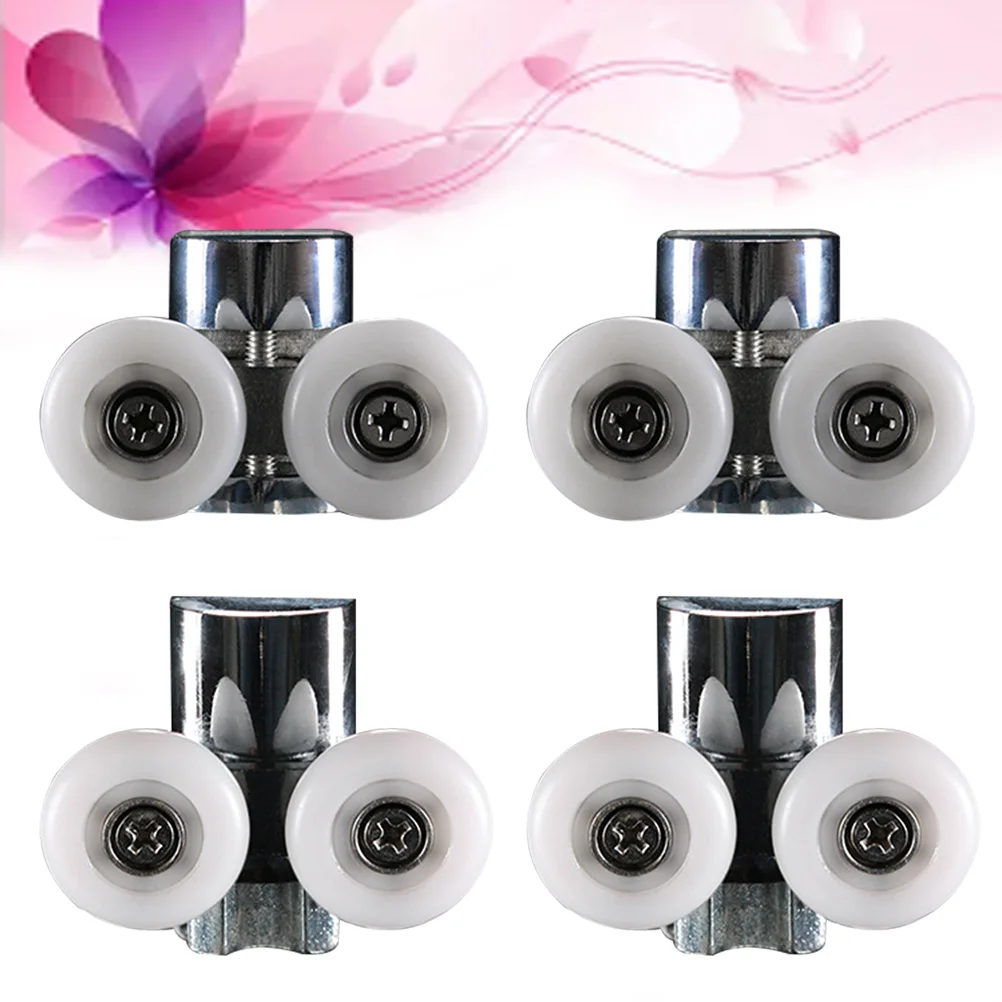 

4 PCS/2Set Shower Door Fixing Pulleys Sliding Nylon Wheel Bathroom Roller Arc Type