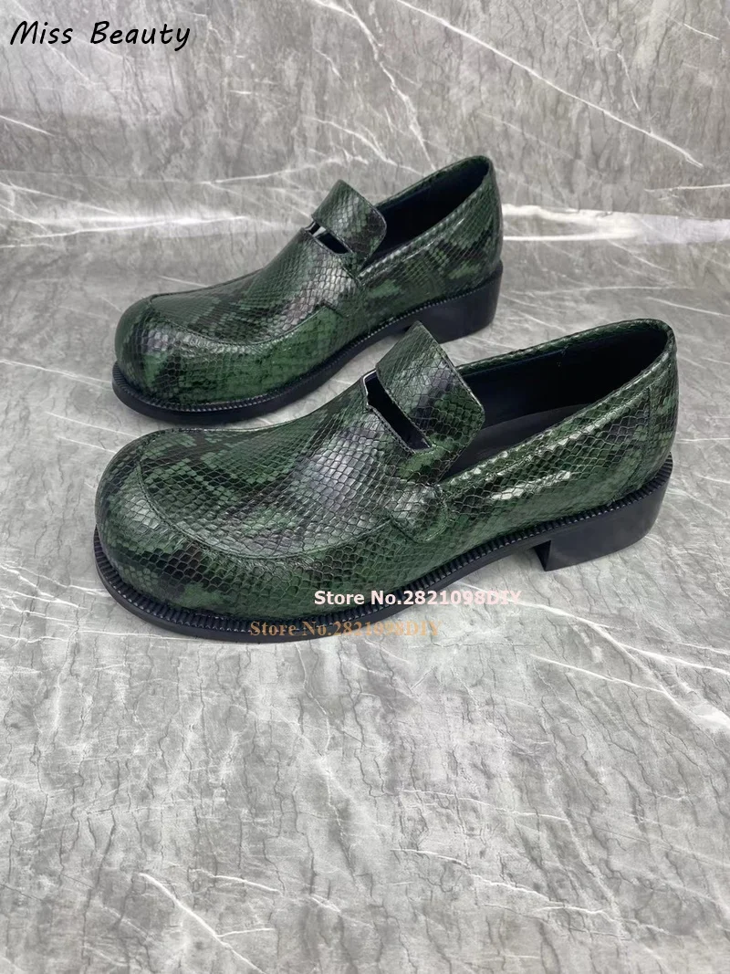 

Leather Loafers Men's Shoes Cut Out Slip On Flats Green Python Pattern Casual Shoes Sapatilhas Casual Shoes Zapatillas Hombre