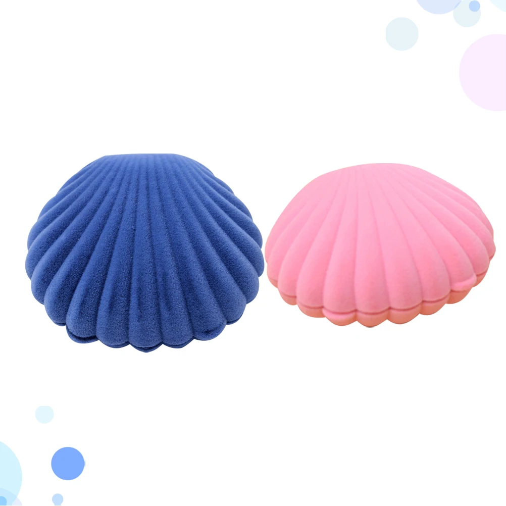 

2 Pcs Valentine's Day Gift Jewelry Case Shell Shaped Earring Box Holder Stud Storage