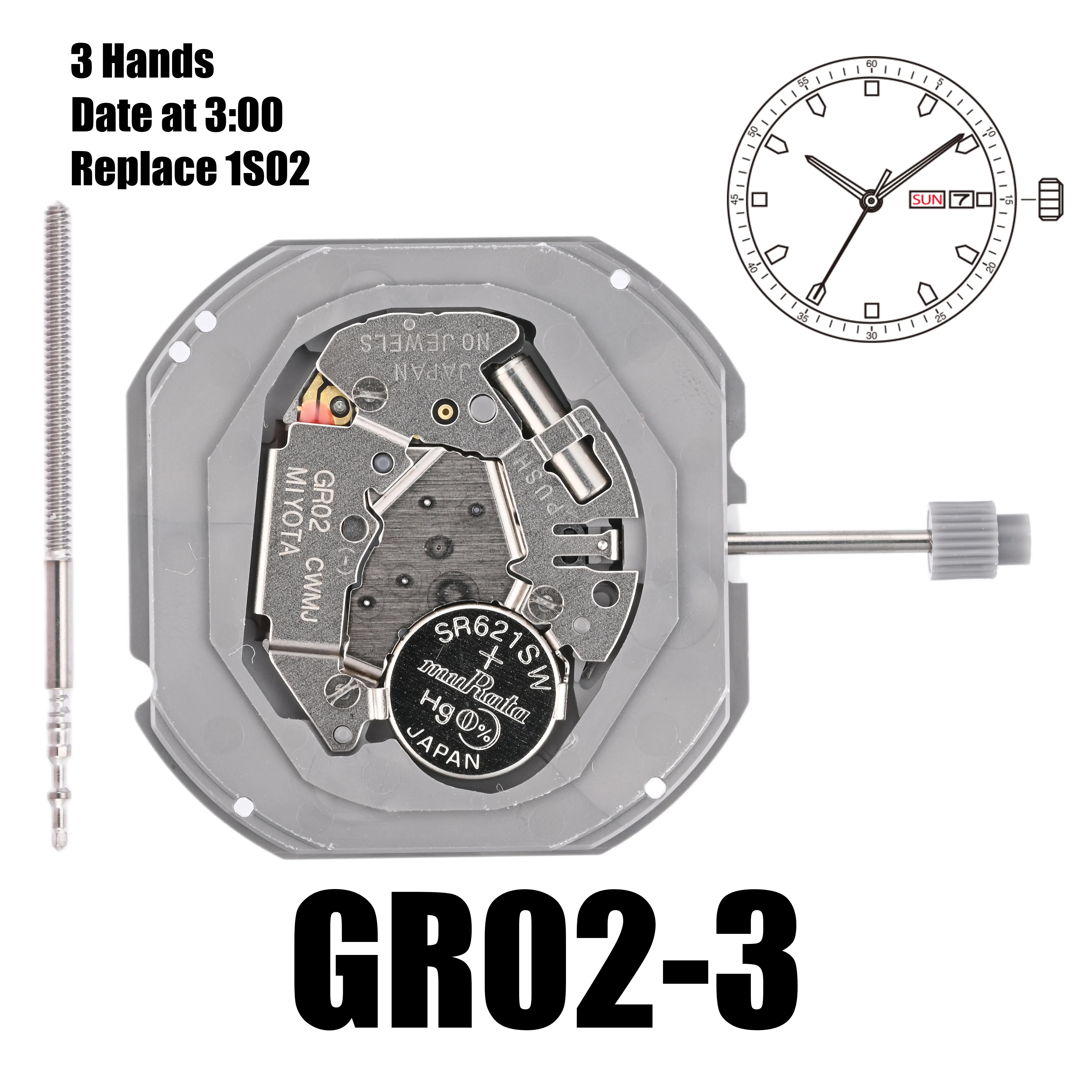 Japan GR02 GR12 movement Miyota GR02 GR12 movemen electronic movement replaces 1S02 1S13