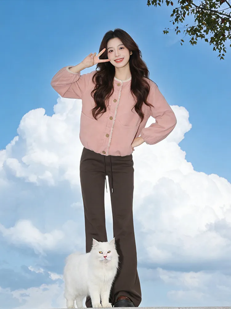 

Женская зимняя утепленная повседневная модная хлопковая куртка в корейском стиле, розовая, свободного кроя, универсальная, теплая, для поездок на работу