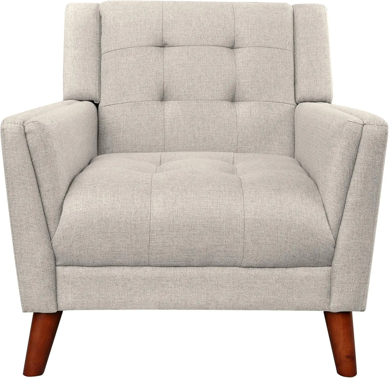 [Free Shipping!]Evelyn Mid Century Modern Fabric Arm Chair, Beige & Walnut