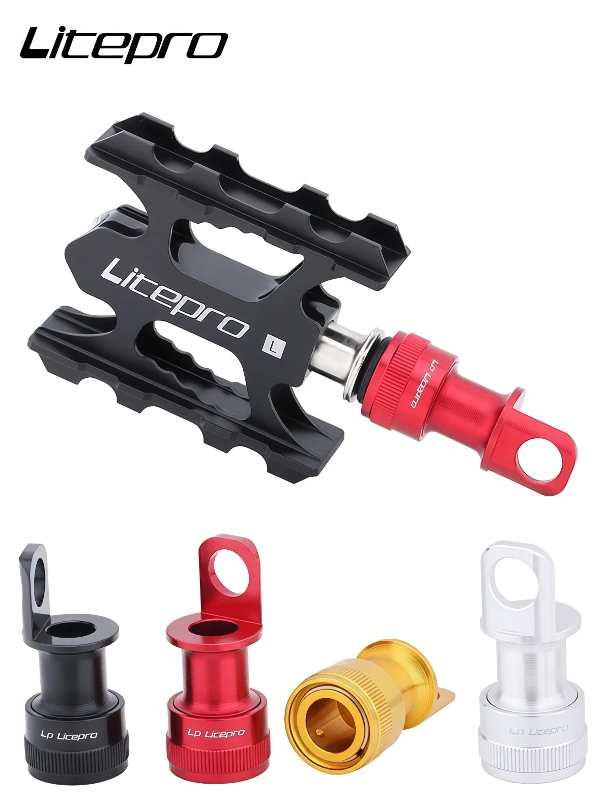 AliExpress SUNTNUR Litepro Quick Release Pedal Mount For Brompton Folding Bike | 7075 CNC Aluminum Alloy | 15.5g |  ( Black / Red / Silver / Gold )