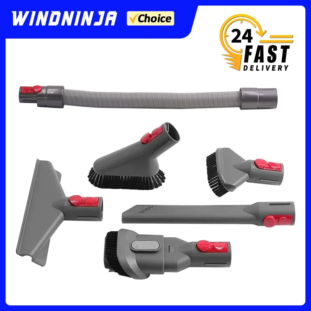 Flat Suction Nozzle Head Extension Hose For Dyson V7 V8 V10 V11 V12 V15 G5 Vacuum Cleaner Mattress Brush Round Soft Brush Parts