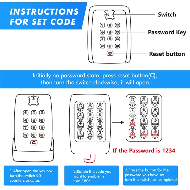 

Key Safe -Spacious Resettable 12-Digit Combination Keypad Lock Box, Waterproof Key Safe Wall Mounted Lockbox For Home-A74P