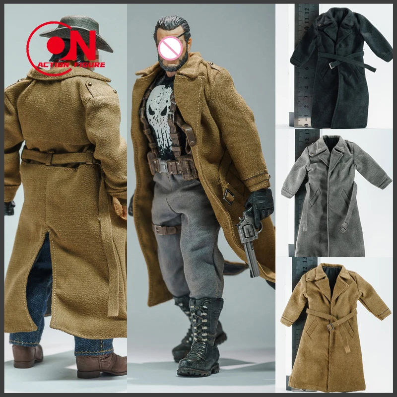 In Stock 1/12 Scale Male Long Windbreaker Wind Coat Clothes Model Fit 6'' Romankey Notaman NW ML Soldier Action Figure Body
