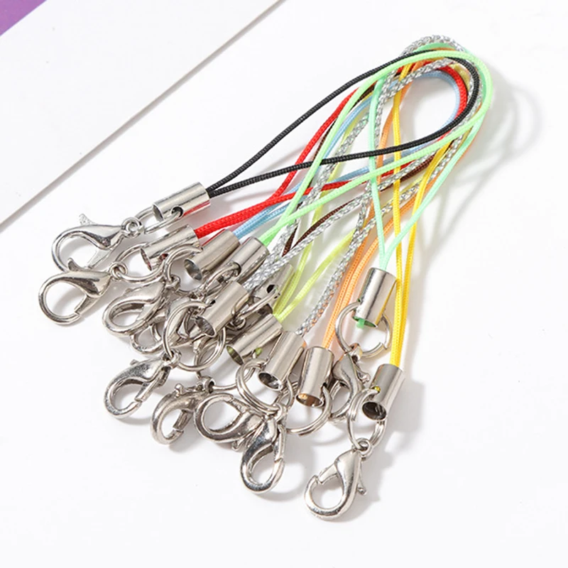 100pcs Lanyard Lariat Strap Cords Lobster Clasp Rope Keychains Hooks Mobile Phone Strap Charms Keyring Bag Accessories Key Ring