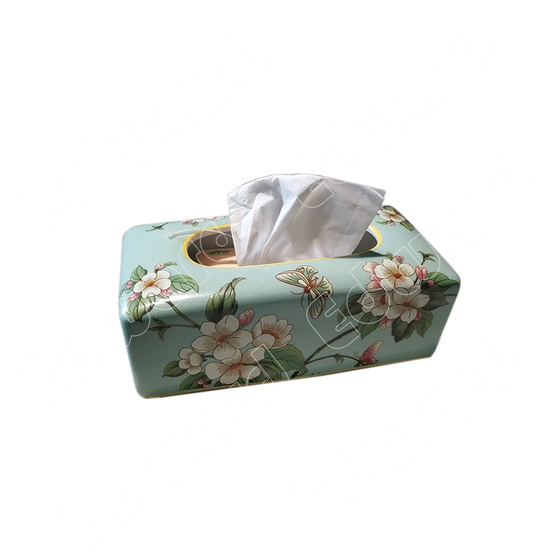 Creative Tissue Box Holder Ceramic Nordic Style Tissue Boxes Home Living Room Coffee Table Ceramic Decoration Paper Drawer Retro