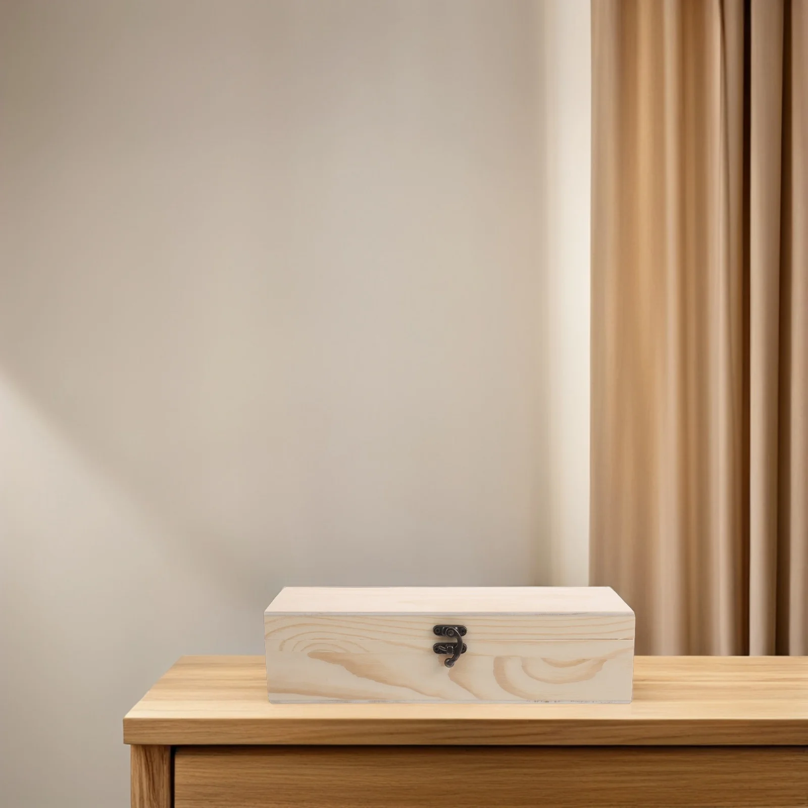 Vintage Wooden Jewelry Box 4 Compartments Organizer for Tea Bags Sugar Packets Trinket Storage Case with Removable Dividers