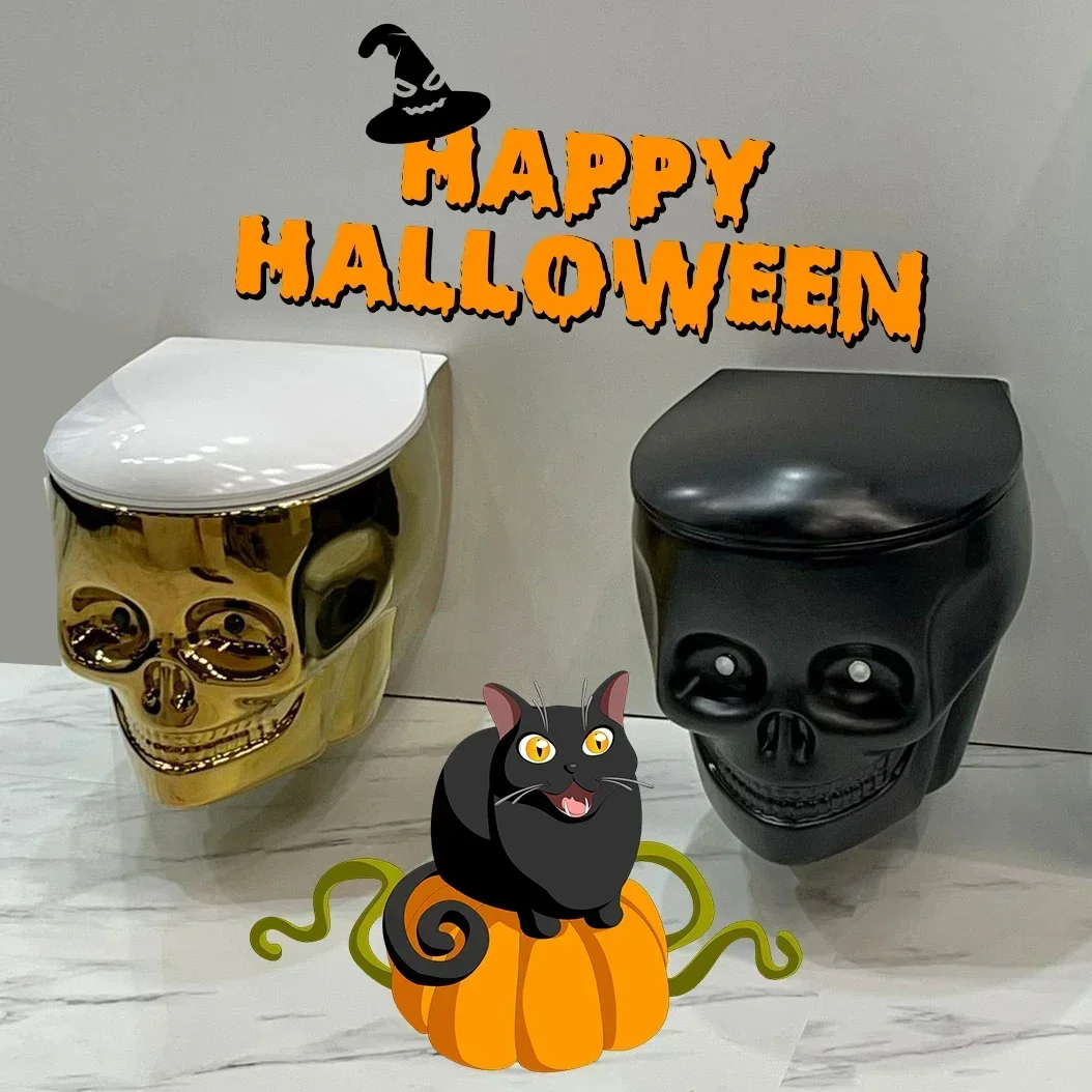 skull pot toilet CRANIO water closet scull hidden bathroom urine pan decor wc club gold urinal shaped halloween show product