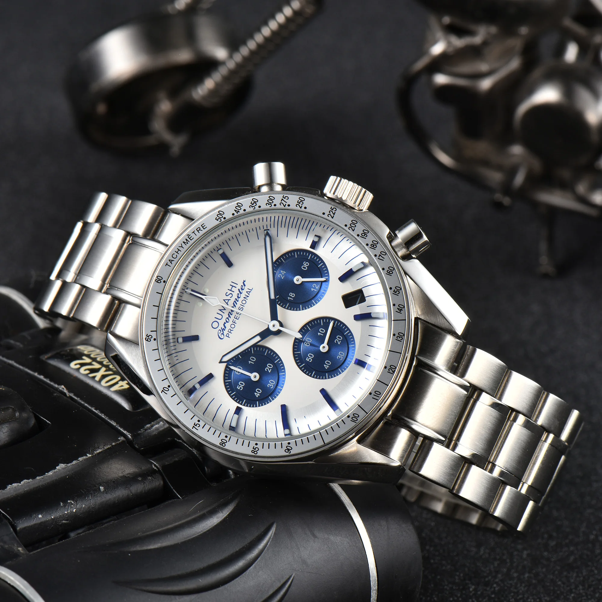 

40mm case VK63 watch Men's luxury watch suitable for quartz VK63 movement stainless steel case and strap