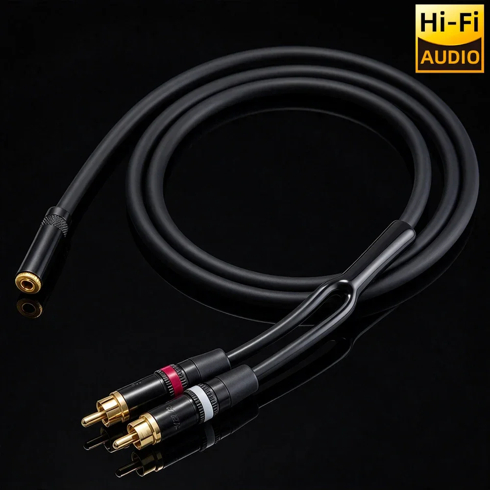 ▲ Japan Mogami 2549 Hifi 3.5mm Audio Aux Socket Connector To Headphone Music Cable 3.5 Female Stereo Y Plug 2 RCA Male Adapter