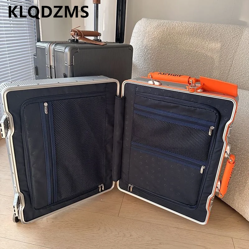 KLQDZMS High Quality Suitcase Aluminum Frame Trolley Case Password Box Business 20