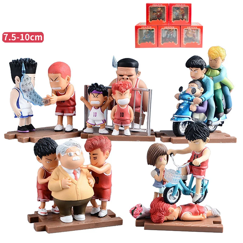 

5pcs/Set Car Interior Decoration Kawai Anime Slam Dunk Hanamichi Sakuragi Action Figure Figurines Ornament Auto Accessories Gift