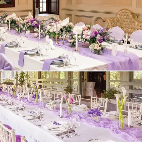 Lila Lila Ostduk Bordlöpare Boho Rustik Gasväv Lavendel Lila Bordlöpare Bröllop Möhippa Födelsedagsdekoration 10 best sales bordlöpare grön - №8