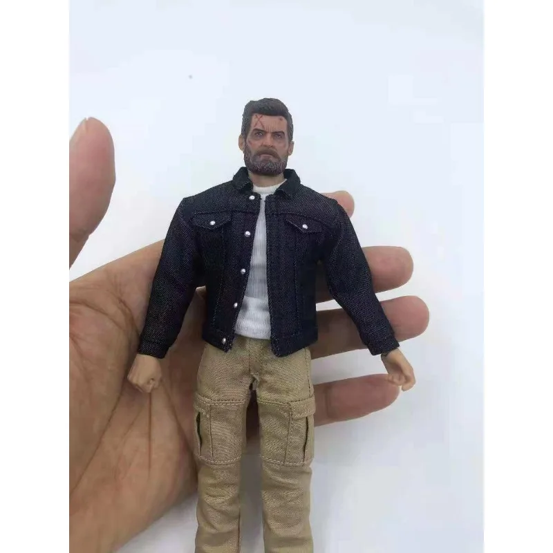 

In Stock 1/12 Scale Wolverine Denim Coat Jeans T-shirt Set Clothes Model for 6-inch Notaman Action Figures Body Accessories