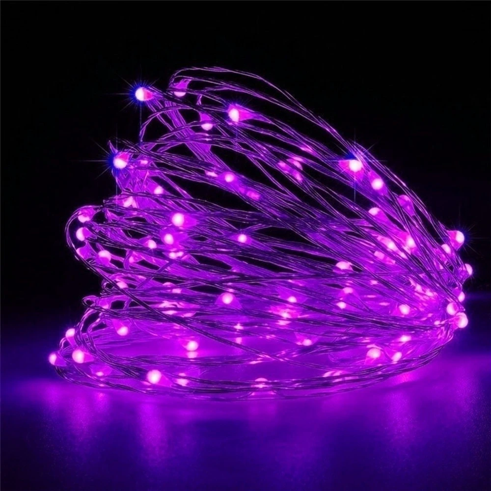 5m 50 fantazyjne oświetlenie LED AA zasilany z baterii, fioletowa miedziana linia światła, nadaje się do sypialni, boże narodzenie, impreza dekoracja