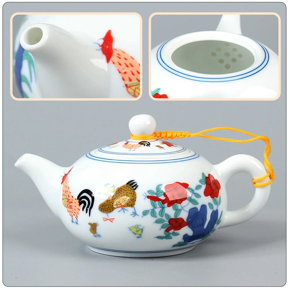 Teapot with Handle Chinese Style Vintage Decor Retro Teaware Kitchen Heat-resistant Ceramics Kung Fu Kettle