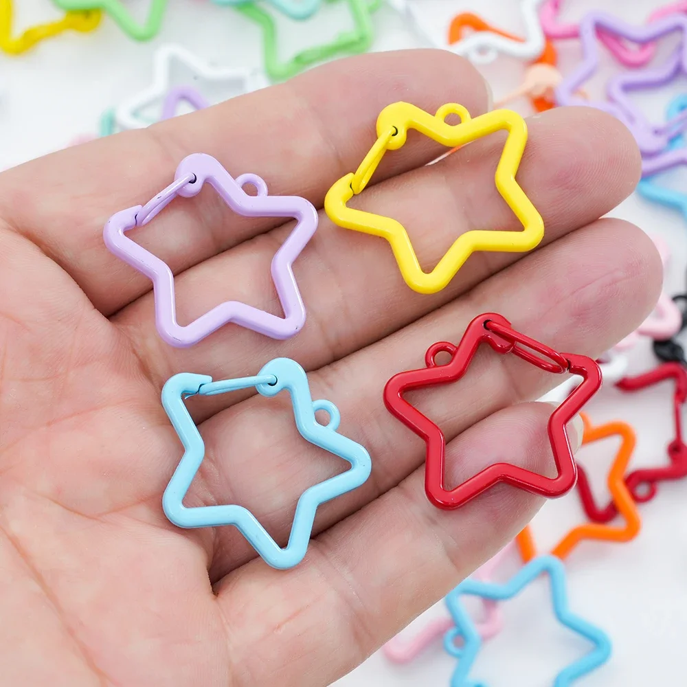 Star Shape Metal Lobster Clasp Hooks Key Rings Connectors for DIY Keychain Crafts Jewelry Making Findings Accessories