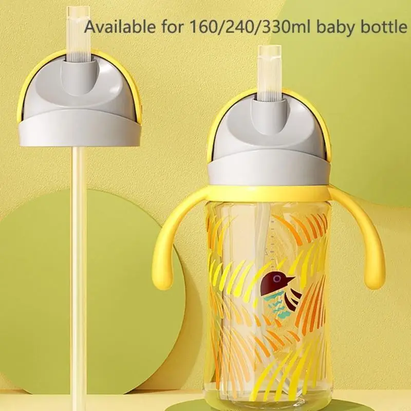

Q22D Milk Bottle Sippy Lid Baby Round Bottle Straw Water Cup Lid Convert Straw Lid & Bottle Handle Set for Pigeon III Bottles