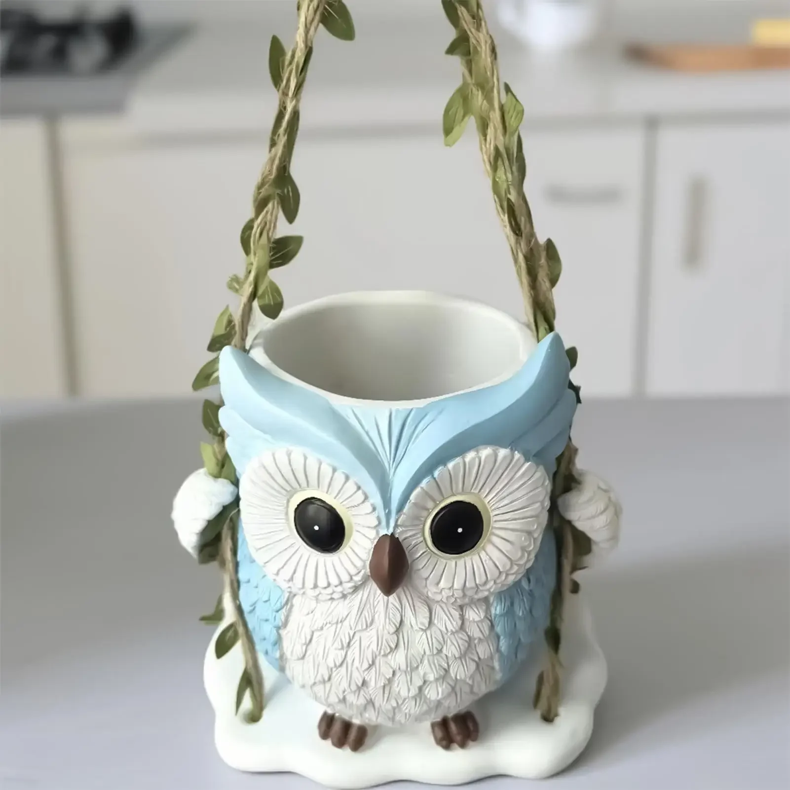 Cute Plant Pots Resin with Drainage Hole Owl Planter Small Plant Pots for Indoor Outdoor Garden Patio Porch Bedroom Living Room